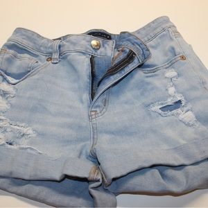 Light wash denim jean shorts